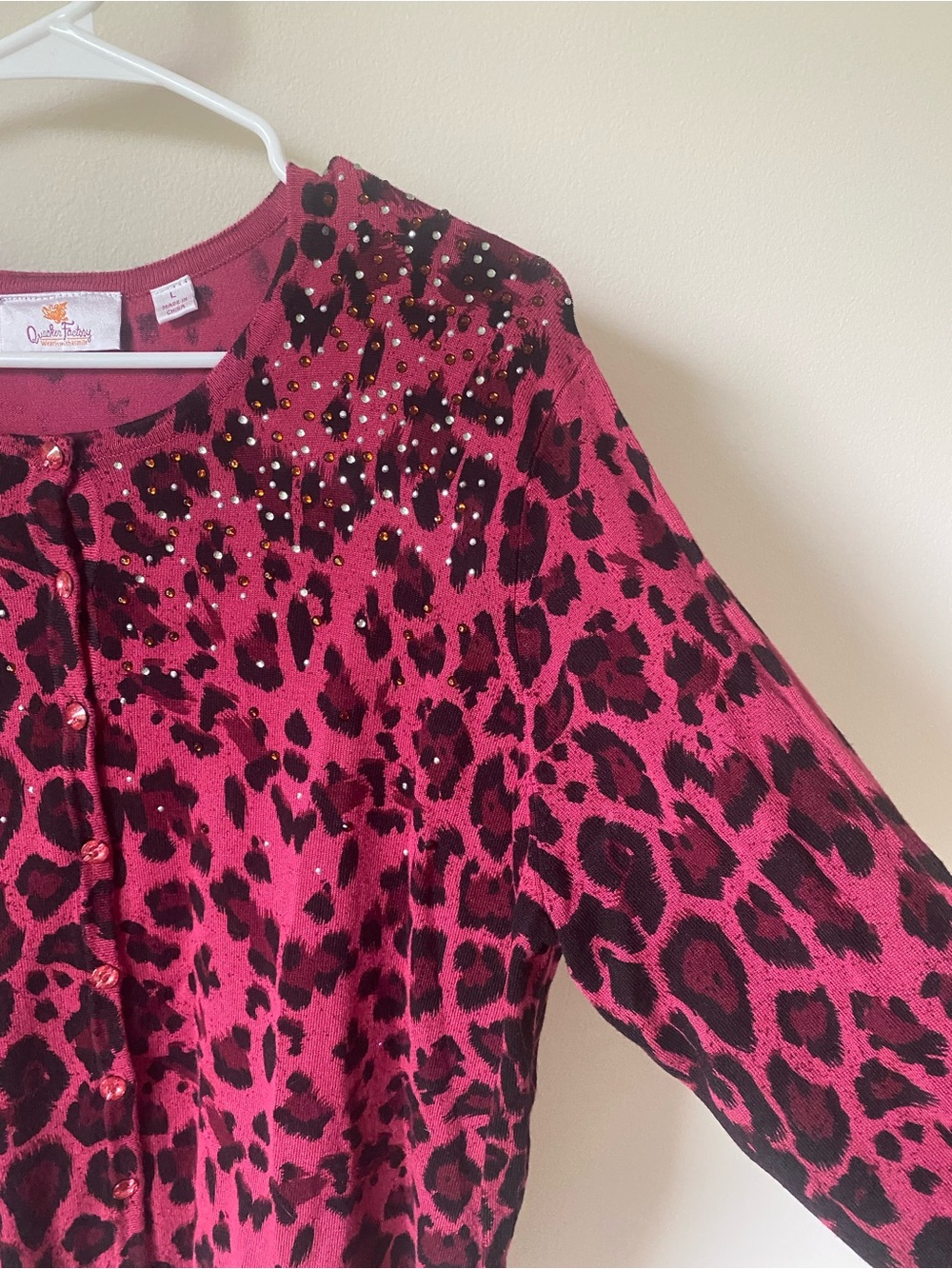 Quacker Factory Leopard Print Button Down Cardigan - Picture 3 of 6
